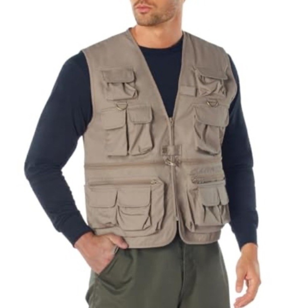 Uncle Milty NWT Rothco Khaki Travel Vest Size 2XL Hiking Fishing Camping Cargo
